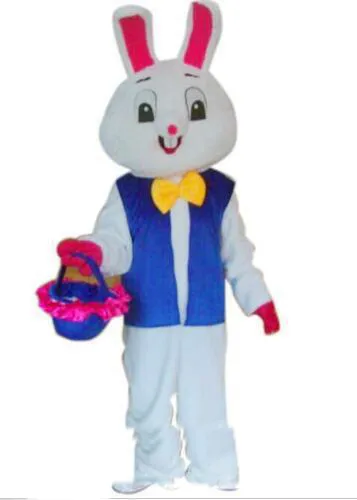 2019 rabatt fabrik varm vuxen söt märke tecknad påsk kanin maskot kostym fancy klänning