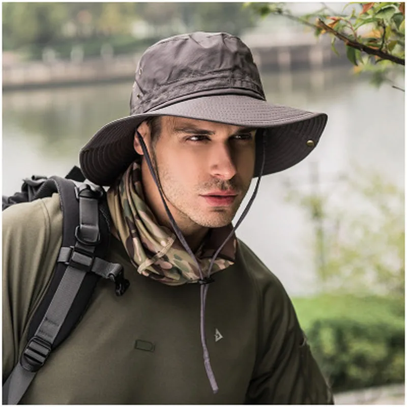 Mens Sun Protection Hat Hiking Hat Outdoor Folding Summer Quick