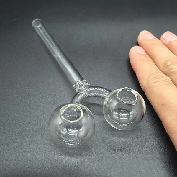 2023New Double Bowl Oil Burner Transparent Glass Pipe for Smoking Bubbler Tube Dot Nail Burning Accessories