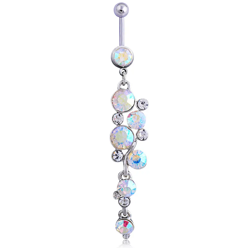 Leuke Opaal Body Sieraden Rvs Rhinestone Navel Bell Button Dangle Hanger Piercing Ringen voor Vrouwen Gift