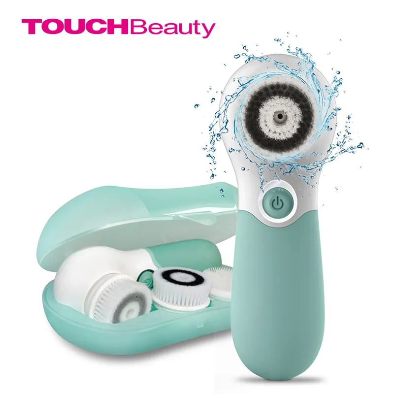 TOUCHBeauty Waterproof Facial Brush Deep Cleansing Set with 3 Different Spin Brush Head,two speed face cleansing device TB-14838