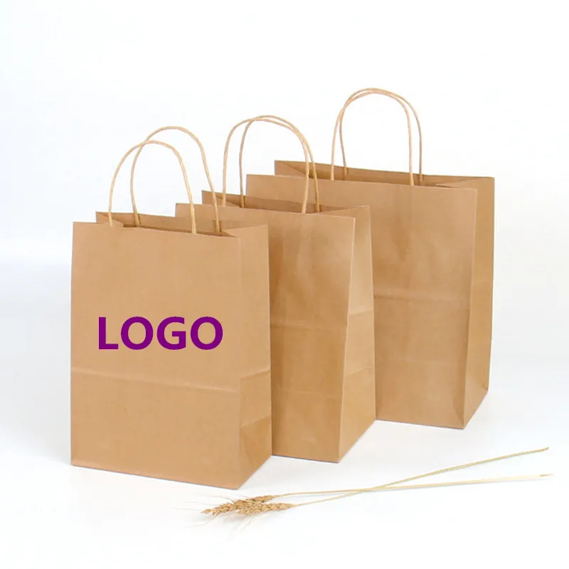 50 st mellandstorlek 21x27x11cm Blank papperspåse för presentplagg Tillbehör Förpackningspåse med handtag kan skriva ut din logotyp