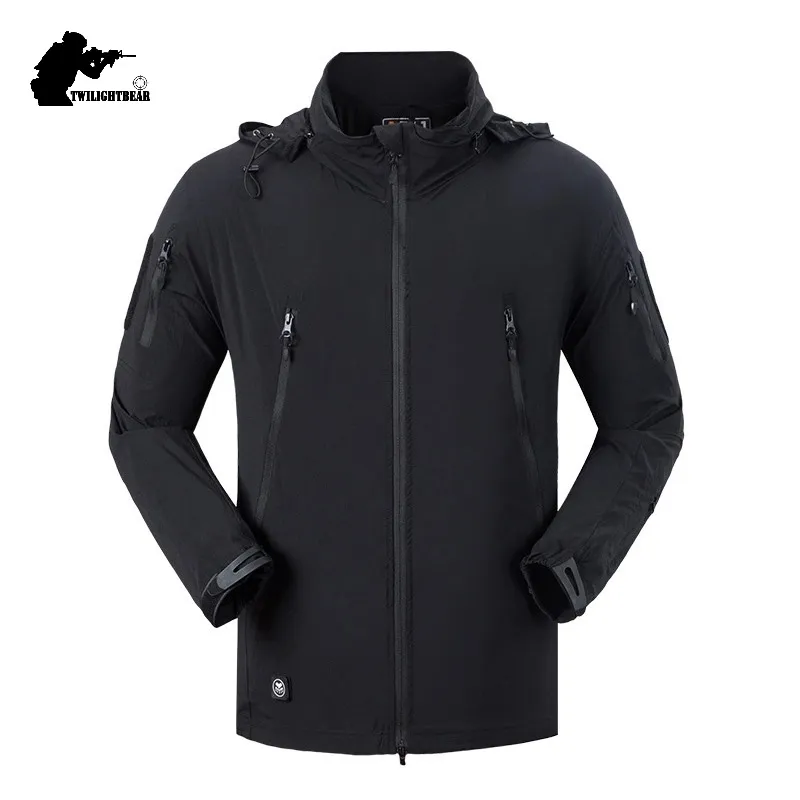 Nieuwe heren waterdichte tactische jas jas lente herfst herfst mannelijke capuchon meerdere zakken nylon jassen mannen dunne outdarnen s-2xl bf080