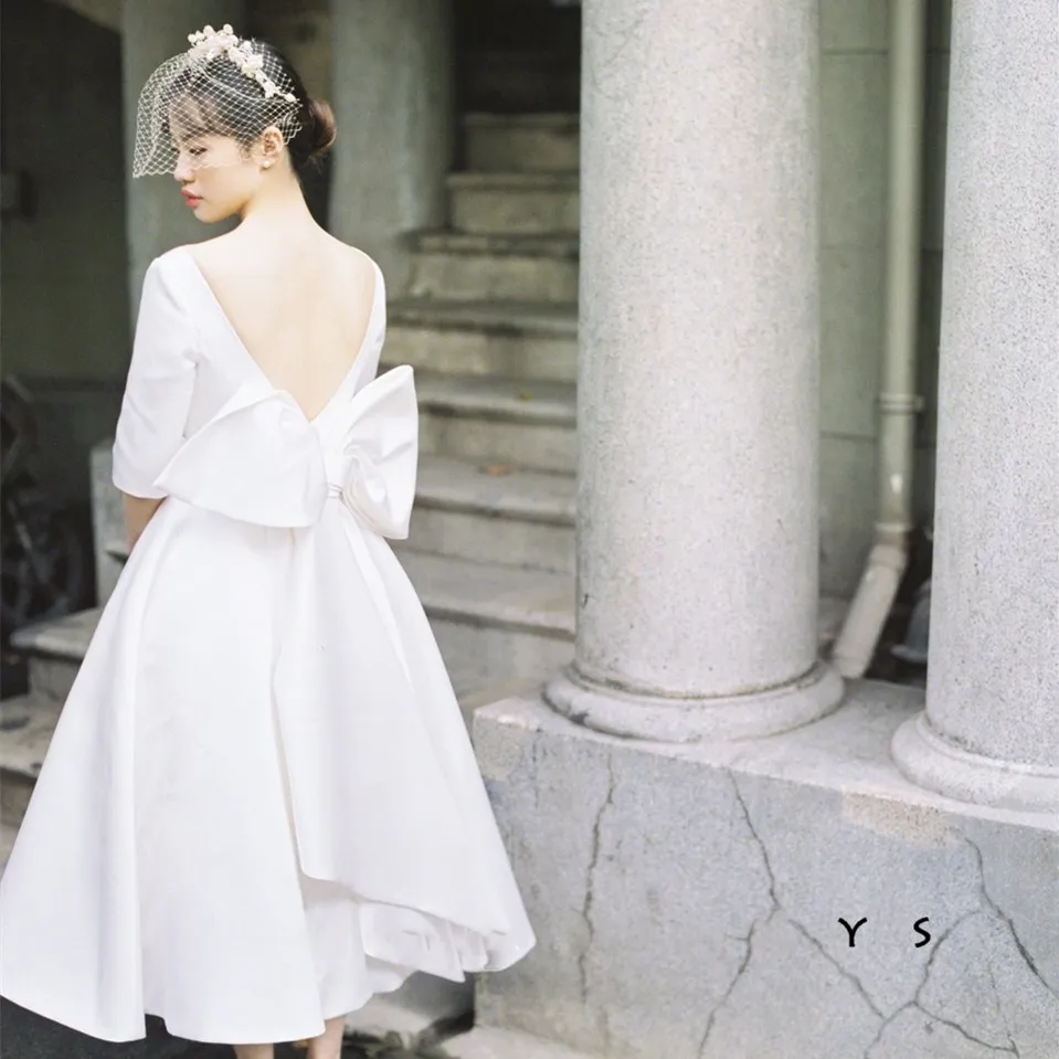 sachin and babi light blue dress 50 Best Short Wedding Dresses: Simple, Unique, Sleeves & More