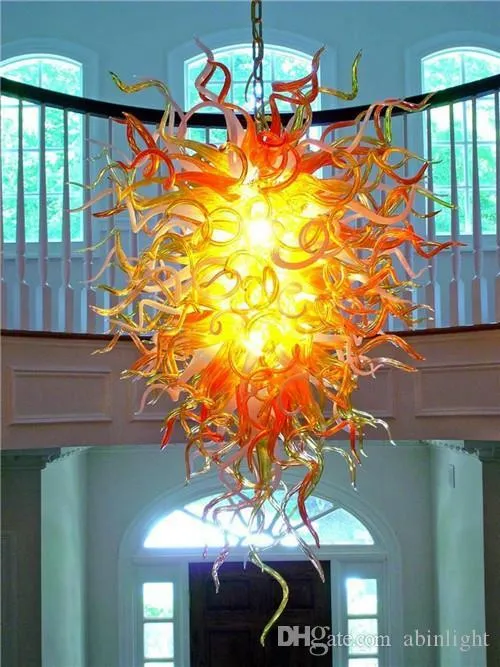 Moderne kunst goud geblazen murano glazen kroonluchters met LED-lampen Woonkamer restuarant decoratie grote hanglampen, LR1121