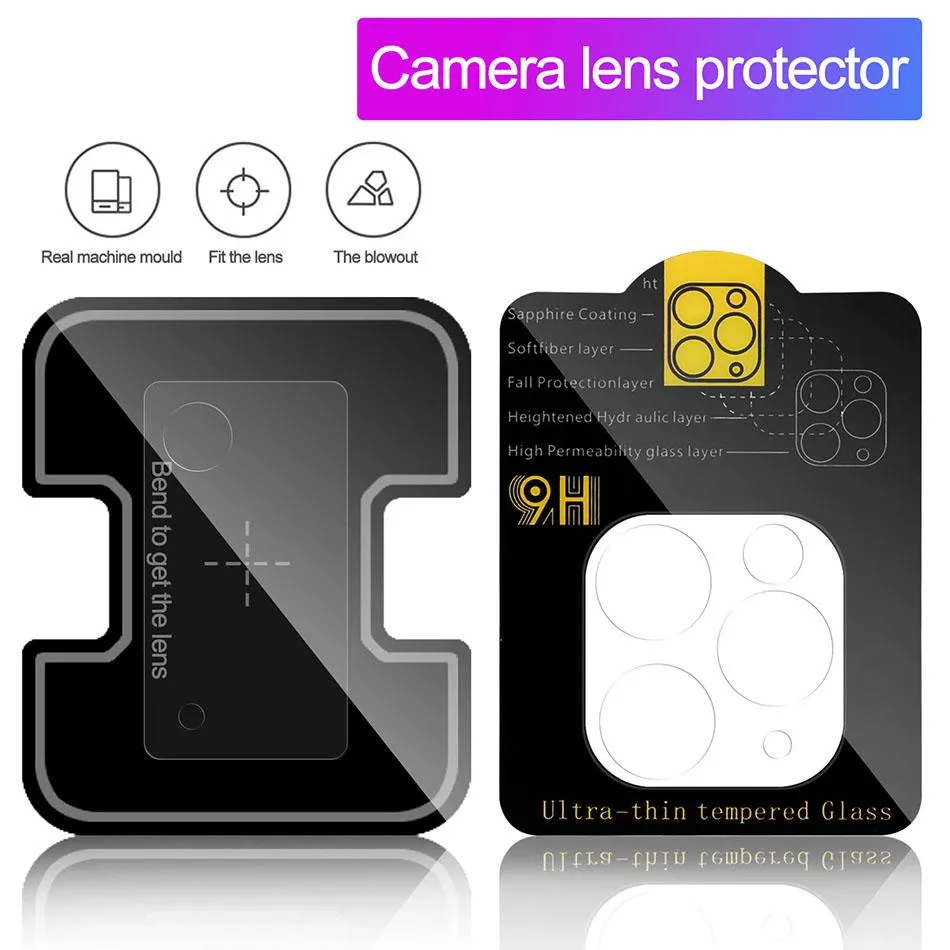 Protezione per obiettivo in vetro temperato per iPhone 15 14 13 12 MINI Pro Max iPhone 11 XR XS MAX Pellicola protettiva per fotocamera per telefono con scatola al dettaglio