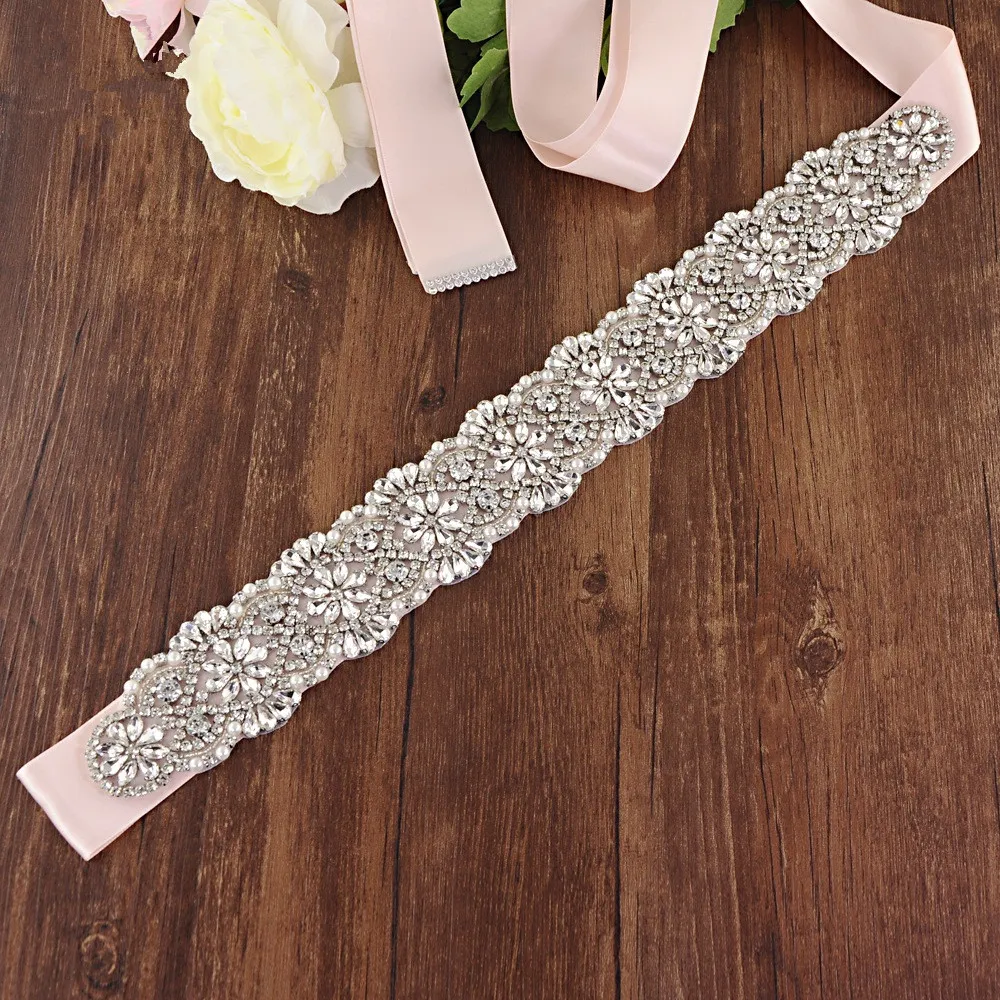 Sparkly pärlast Crystal Bridal Sashes Justerbara transparenta strass Bröllop Brudbältet Brudtillbehör Bröllop Sash ZY2721