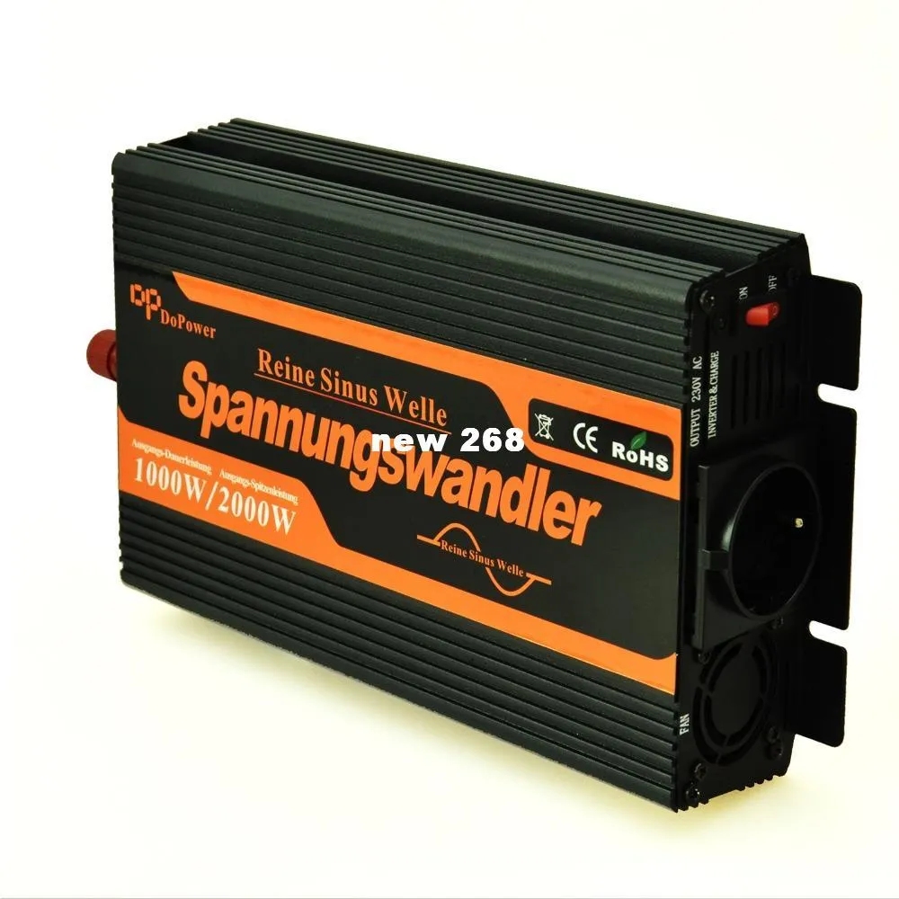 Freeshipping Pure power sine wave inverter 12 V 220 V 1000 W Pico 2000 W DC 12 V para AC 220 V 230 V 240 V