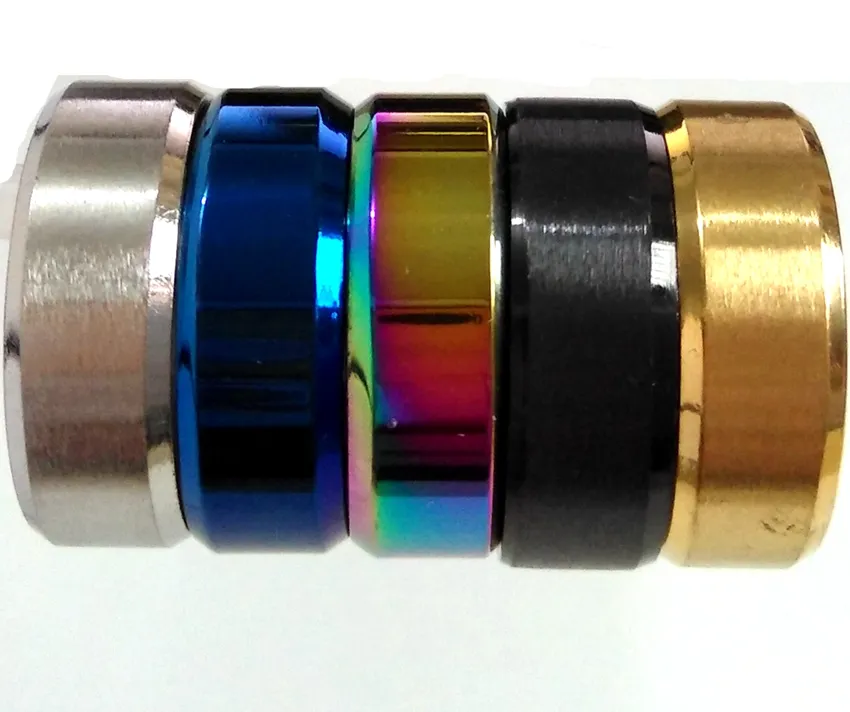 50st Color Mix 8mm Wide Bevel Edges kvalitet rostfritt stål män ring man gåva bröllop band 8mm unisex bekväm hela 275r