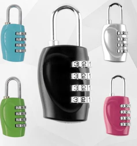 Security Code Luggage Padlock Locks 4 Digits Combination Steel Keyed Padlocks Approved Travel Lock for Suitcases Baggage 5colors