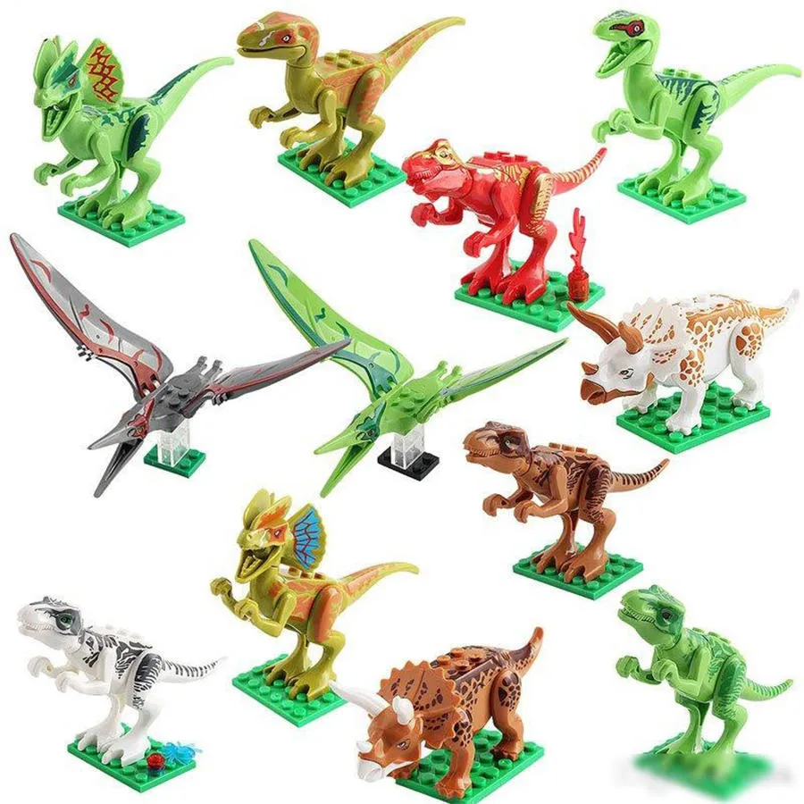 Dinosaur Model Toys 12pcs Jurassic World Park Movie Triceratops Tyrannosaurus Model Building Blocks Kids Toys Novelty Items christmas gifts