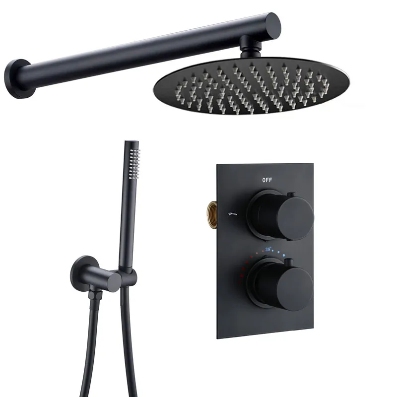 Black Shower Head Set Contemporary Home Hotel Bathroom Wall Hanging Polishing Shower Bathroom Faucet Shower Facility