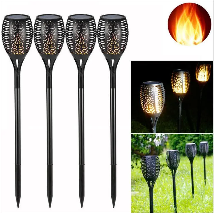 Lampada a torcia solare LED Torce solari Luci da giardino Outdoor Flame Path Dancing Flickering Prato leggero Impermeabile Landsacpe Decor 96LED LT695