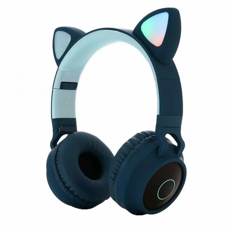 Söta Cartoon Bluetooth 5.0 hörlurar Barn LED Cat Ear Trådlöst stereoheadset Barn Sport Gaming Pannband med mikrofon för smarta telefoner Ring