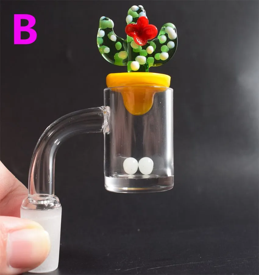 Kaktüs Carb Cap Terp İnci Topu İçin Cam Bongs Su Boruları Duck Renkli Cam UFO ile kısa Boynu 5mm Alt Kuvars Banger Tırnak