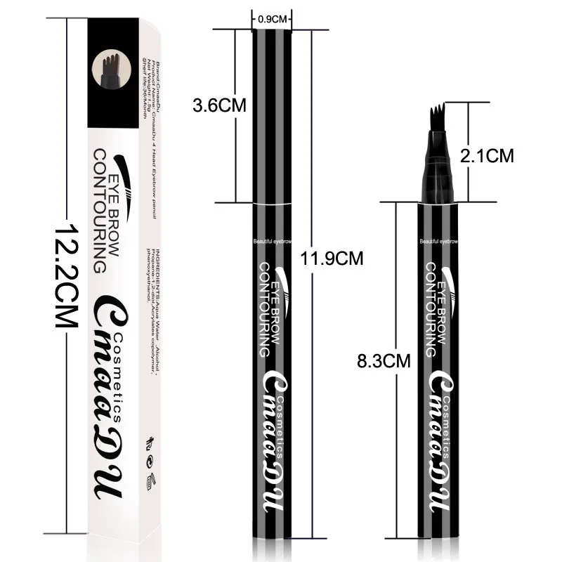 CMAADU Liquid Brow Ben Жидкости для бровей Enhancer 3 Цвета 4 Голова Бровей-Энхансер Долгосельная Водонепроницаемая Hope13