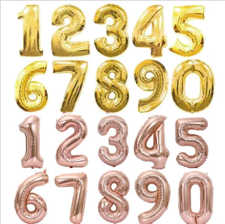 32 inch Gold Silver Number Foil Balloons Birthday Party Decorations Rose gold Wedding Balloon Party decor Supplies