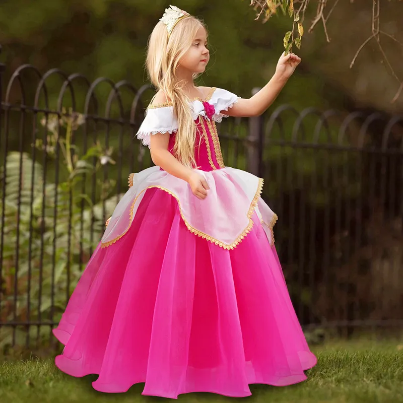 YOFEEL Aurora Dress Up Costumes for Girl Pink Sleeping Beauty Princess Costume Kids Christmas Party Birthday Fancy Dress Y200102