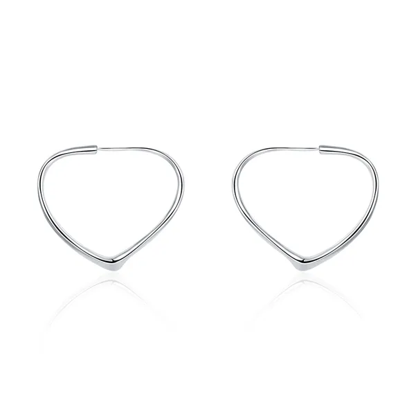 Pläterad sterling silver hjärtformad örhänge DJSE28 storlek 2,9cm * 3,7cm; helt nya kvinnors 925 silverplatta stud smycken örhängen