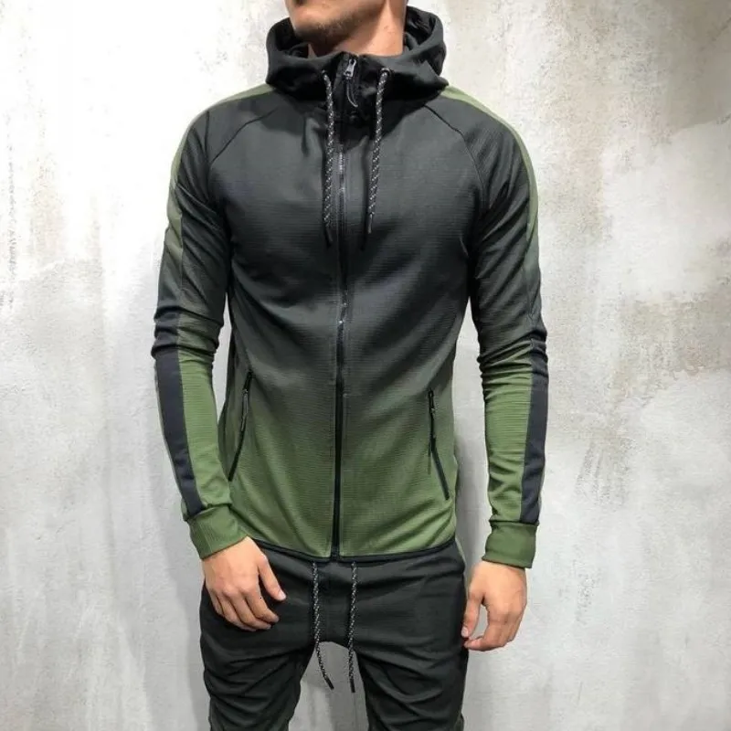 Moda uomo 3D Gradient Color giacca Primavera autunno sottile con cappuccio Cappotto casual mens hip hop Streetwear Maschile Fitness capispalla S-3XL SH190906