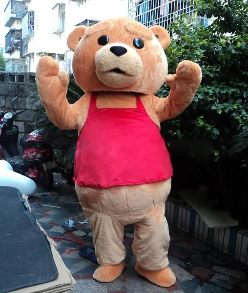 Professionell Custom Lovely Deluxe Teddy Bear Mascot Kostym Karaktär Brown Bear Mascot Kläder Jul Halloween Party Fancy Dress