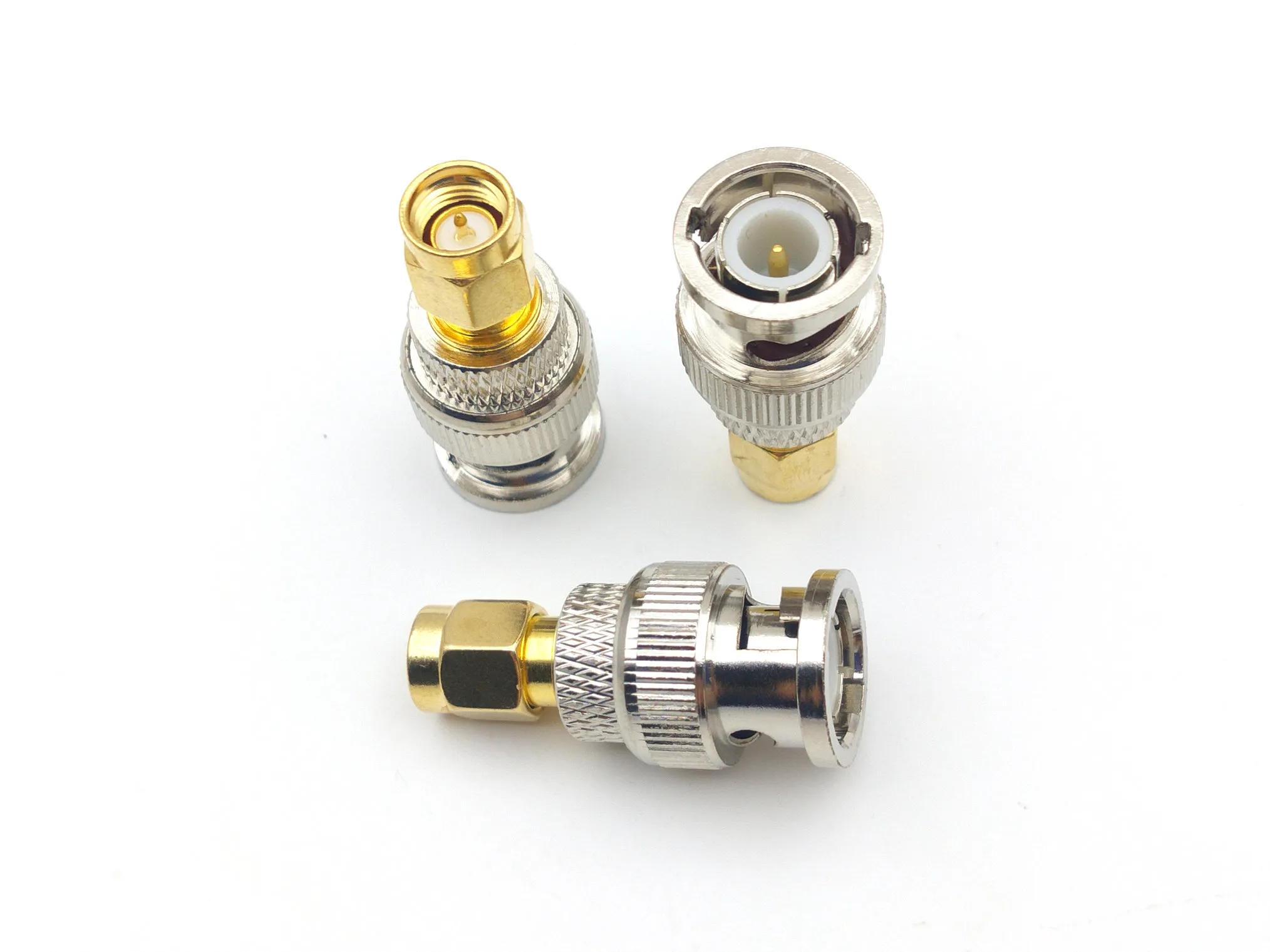 20 piezas nuevo BNC macho coaxial RF a conector macho SMA chapado en oro