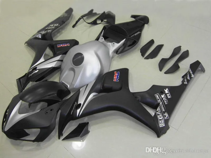 100% fit Carénages pour Honda CBR1000RR 2006 2007 noir argent Kit de carénage de moulage par injection CBR 1000 RR 06 07 VZ11