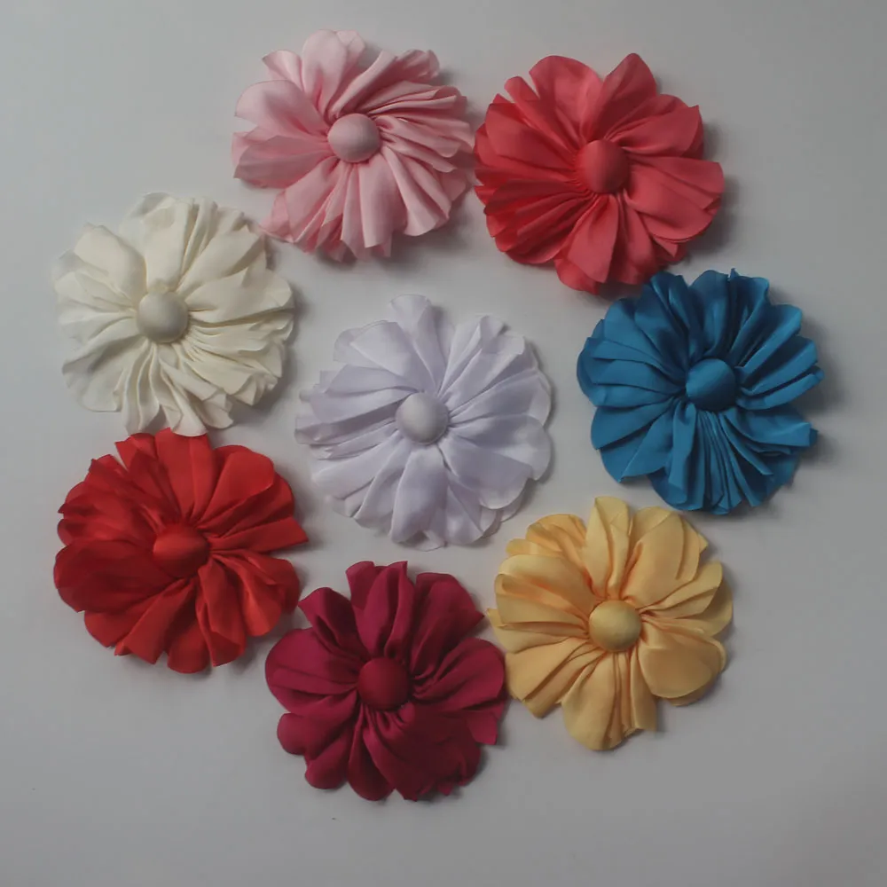 40 pz 10 cm multistrato faux tessuto di raso di seta fiori per fai da te ragazze fascia dei capelli clip di capelli abbigliamento fiore accessori artigianali