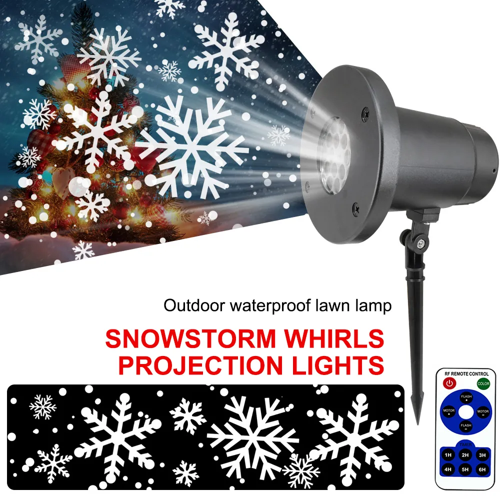 Snowfall Snowflake projetor laser luz conduziu luzes de Natal ao ar livre à prova d'água para casa feriado festa jardim decoração de casa