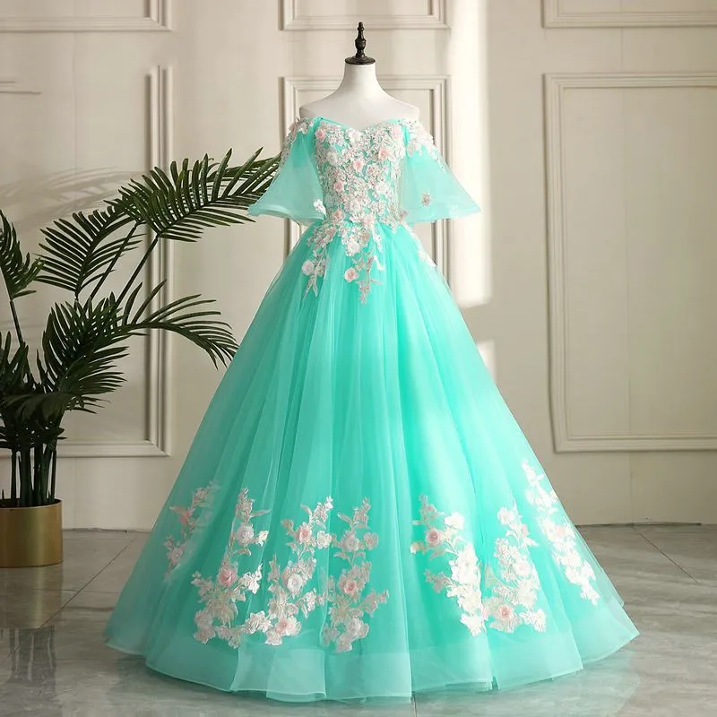 Handmade Off Shoulder Sweet 16 Princess Dress With Juliet Sleeves Beaded Embroidery And Applique Perfect For Quinceanera And Proms In 2019 From Lovemydress 110.16 DHgate.Com