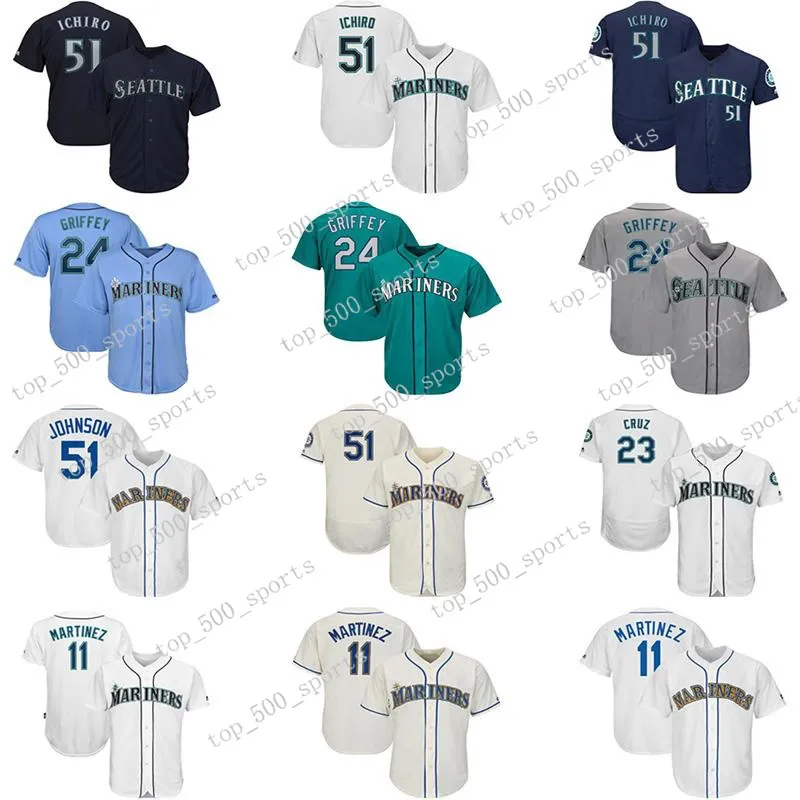 시애틀 망 저지 Ichiro Suzuki Ken Griffey Jr. Randy Johnson Nelson Cruz Edgar Martinez 사용자 정의 모든 유니폼