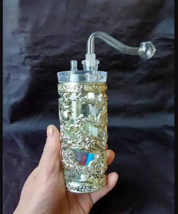 Accessoires de bongs en verre de narguilé d'eau acrylique de dragon d'or