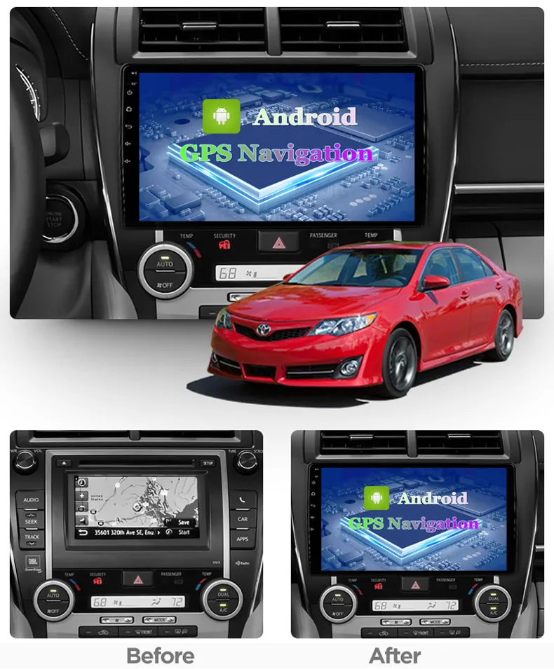 10 1-Zoll-Touchscreen-Android-Autovideoradio für Toyota CAMRY 2012–2014 USA GPS-Navigation Stereo285 m