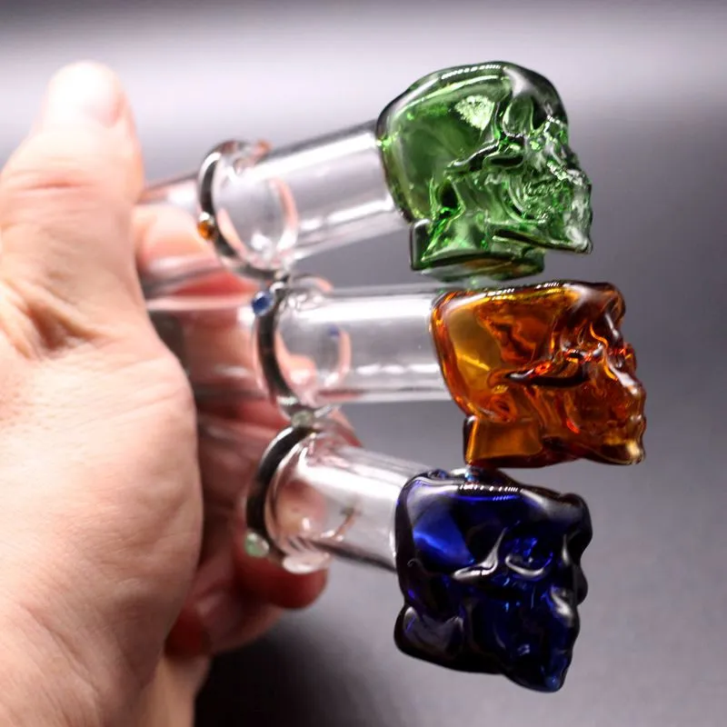 4.5 Inches Skull Great Pyrex Glass Burner Water Smoking Pipes Thick high quality Color For Oil Rigs