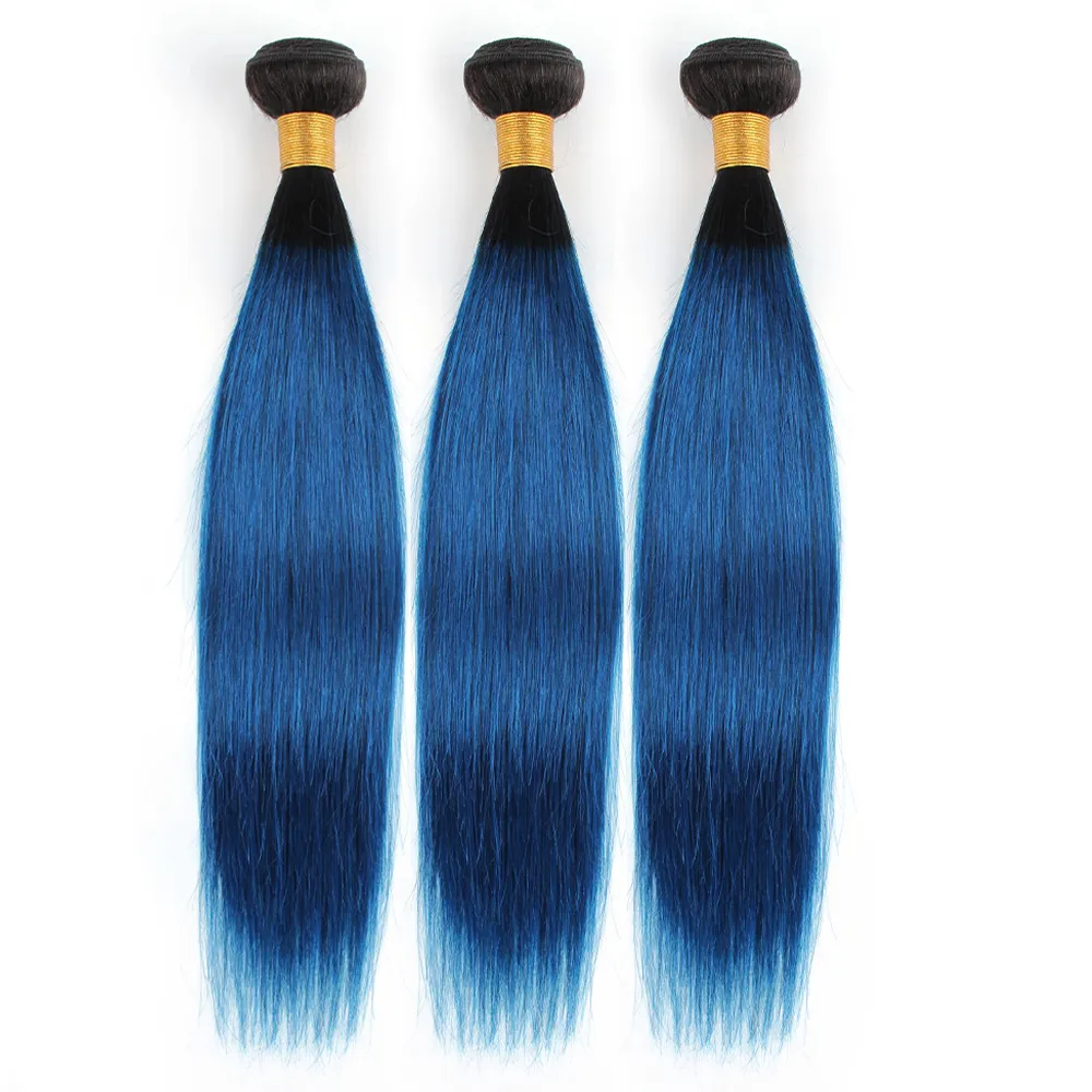 Bundles de cheveux humains T1b Bleu Violet Vert Rouge Rose # 350 droite Deux tons Ombre couleur pré-colorée trame brésilienne 3pcs lot317z