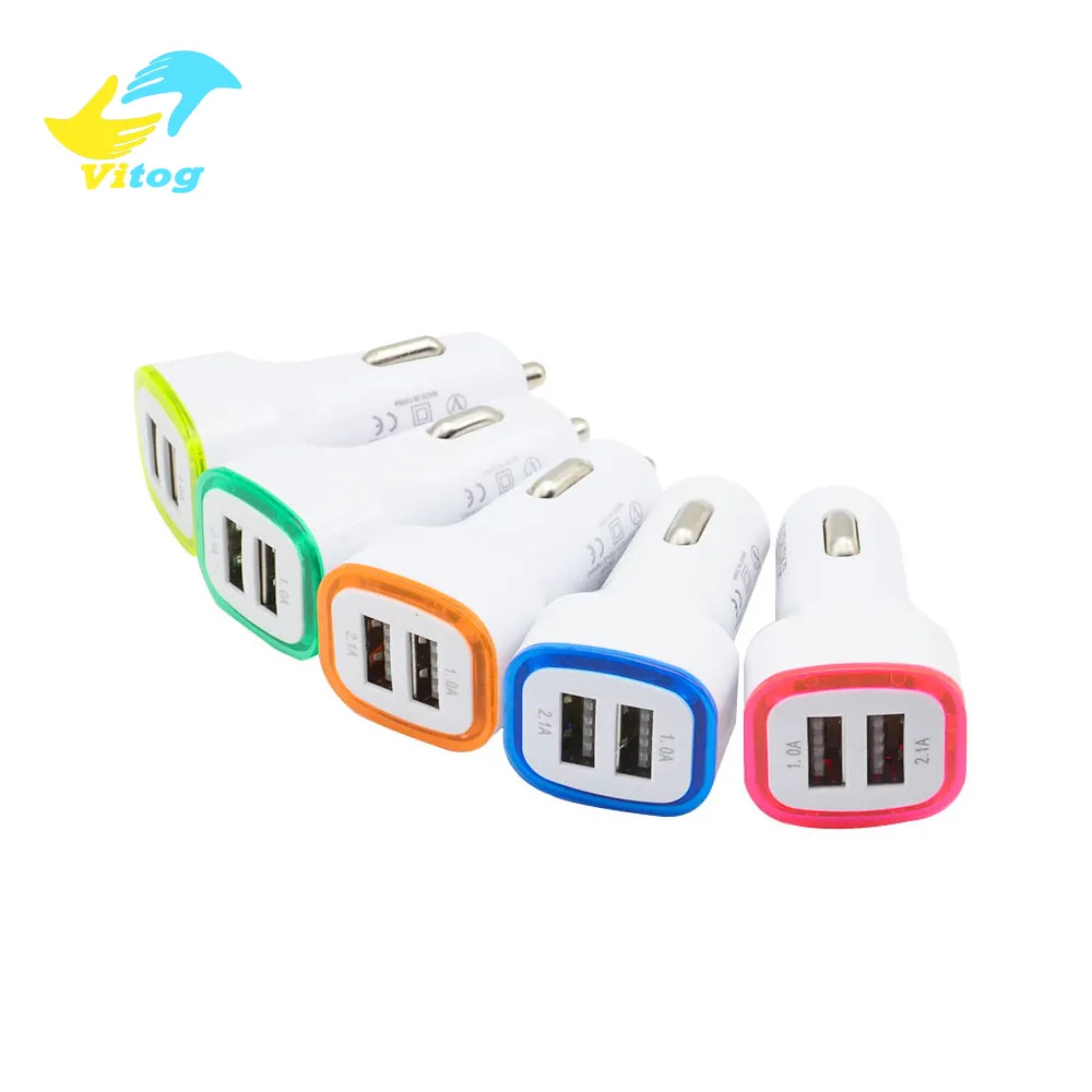 Vitog LED Çift USB Araç Şarj Araç Taşınabilir Güç Adaptörü 5 V 1A Samsung S8 için Not 8 Şarj