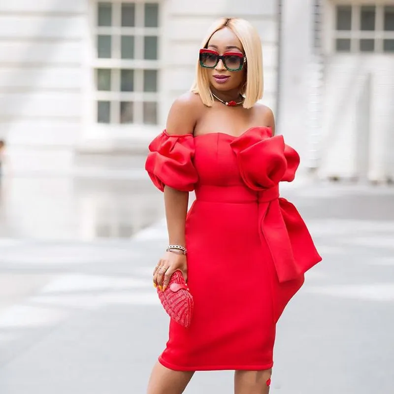 Dress with big bow on shoulder online