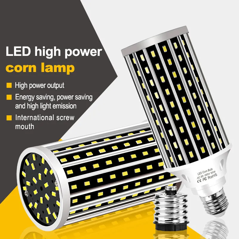 AC100-277V E27 50W 2835 Fan Cooling LED Corn Light Bulb Without Lamp Cover for Indoor Home Decoration Droplight Street Spotlight LED011