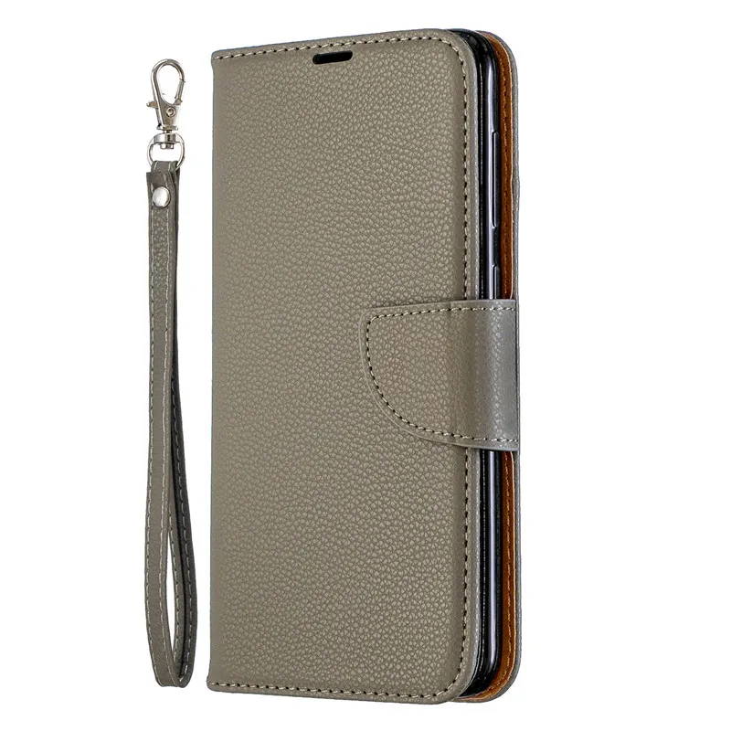 Flip Cover Stand Wallet Für Samsung Galaxy A50 Fall Reine Farbe Lichee Muster PU Leder Handytaschen