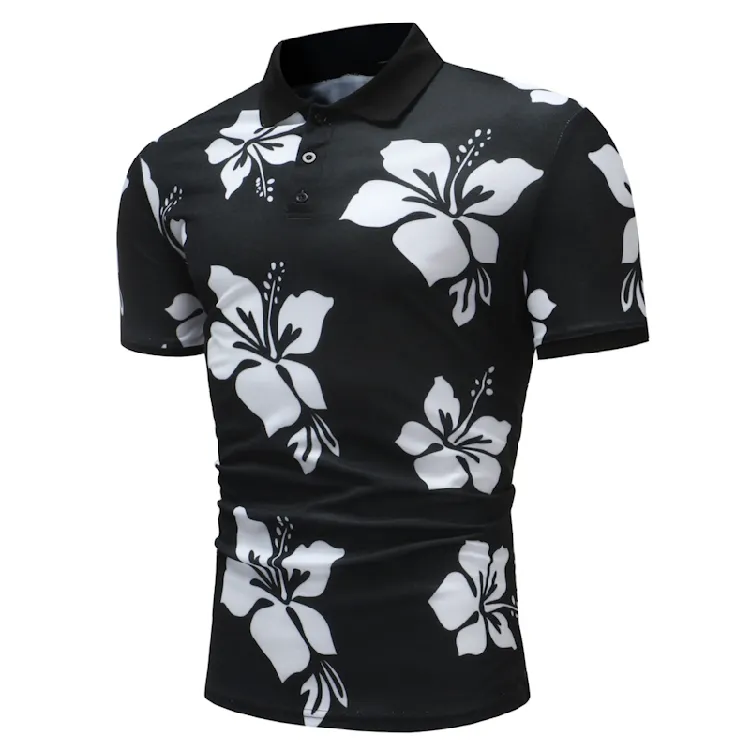 2018 Ny ankomst Kortärmad Män s Tryck Blom Bomull Mens Casual Mode Shirt EU-storlek M-3XL