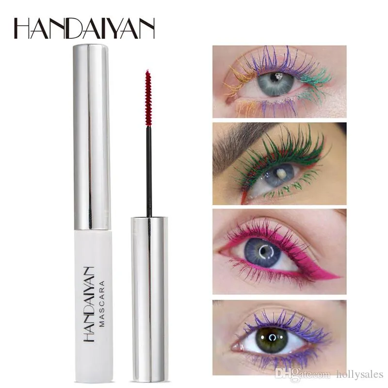 Marka Handaiyan Kolor Mascara Niebieski Czerwony Czarny Biały Długie Trwałe oczy Makeup Curling Eye Lash Wodoodporna Krem do rzęs Na imprezę Użyj