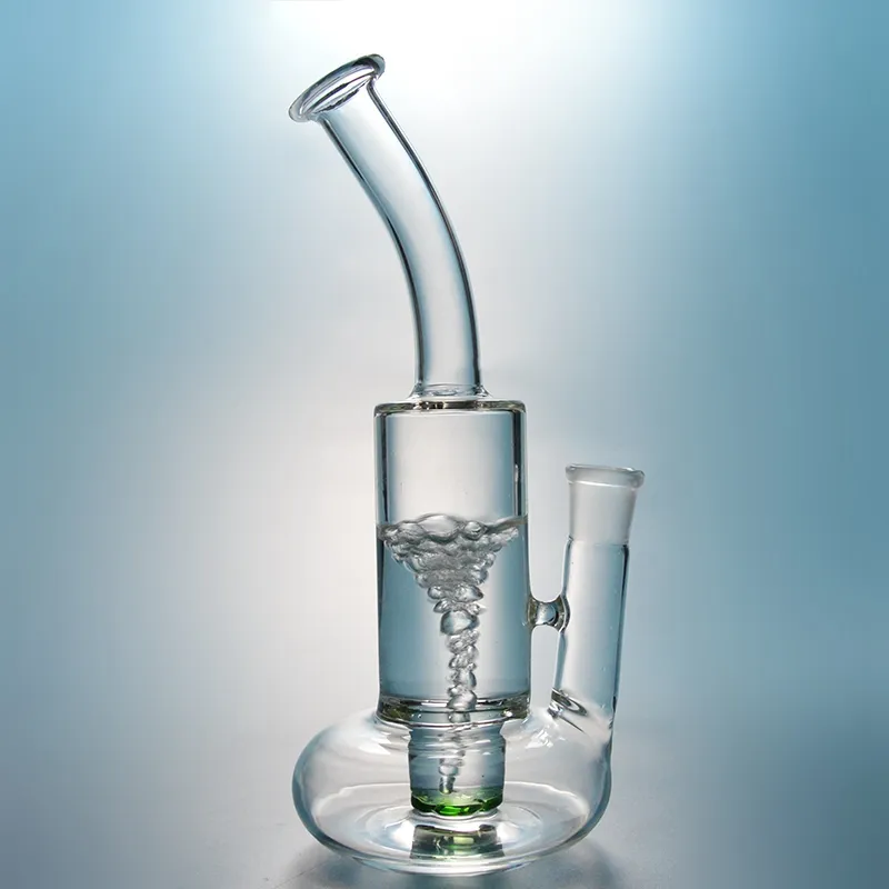 Venta al por mayor Tornado Percolador Bong de vidrio Vaso de precipitados Bongs de agua de vidrio de 4 mm de espesor Bongs de agua de vidrio de 10 pulgadas Reciclador Dab Rig con recipiente de vidrio de 18 mm