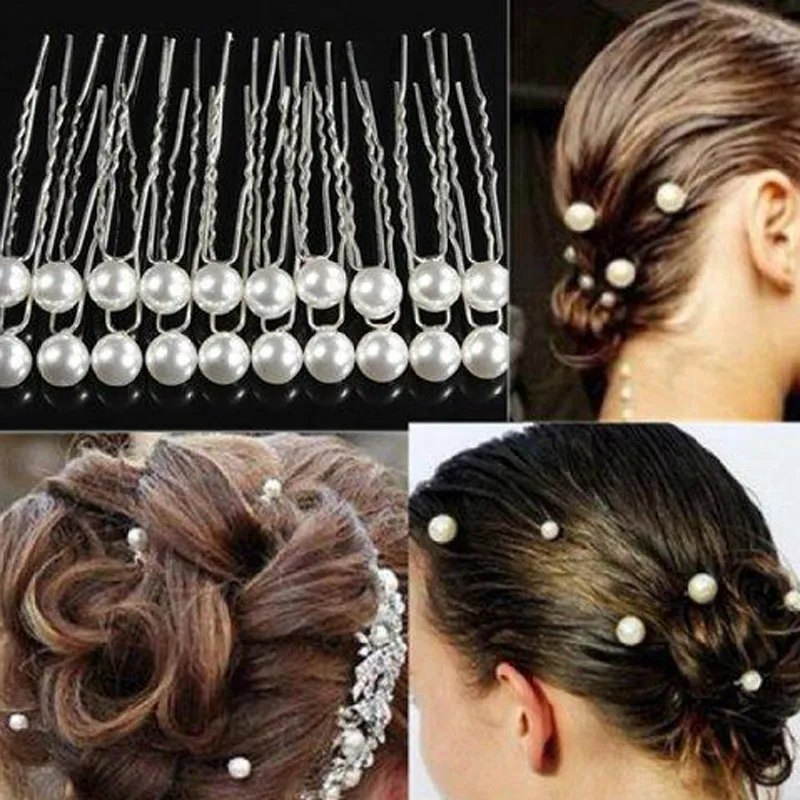 Fermagli per capelli in lega di moda per matrimonio con perle da 8 mm Fermagli per capelli per capelli da donna