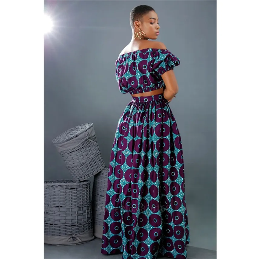 African Print Ruffle Hem Maxi Dress - African Clothing Store | JT Aphrique