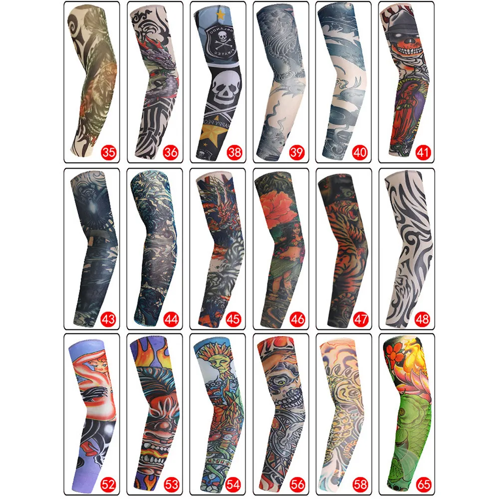 Nylon elastische temporäre gefälschte Tätowierung Ärmel laufen Motorrad nahtlose Unisex Sommer Anti-UV Arm Schutz Stocking