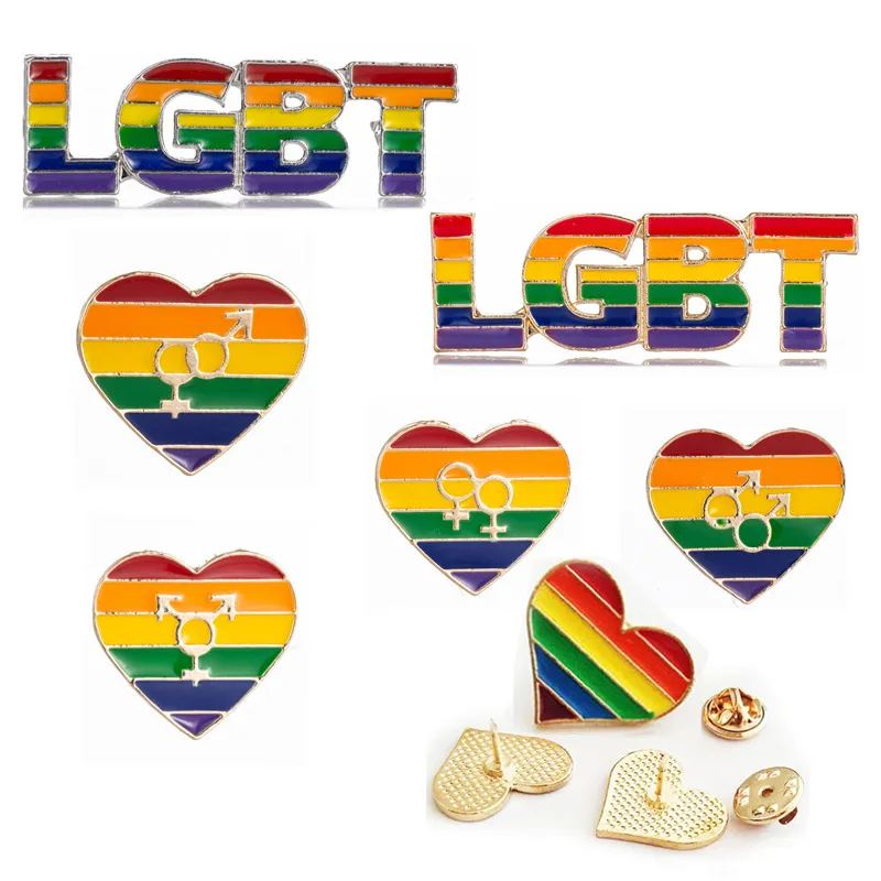 New design Enamel LGBT Pride Brooches For Women Men Gay Lesbian Rainbow Love Lapel Pins badge Fashion Jewelry accessories in Bulk