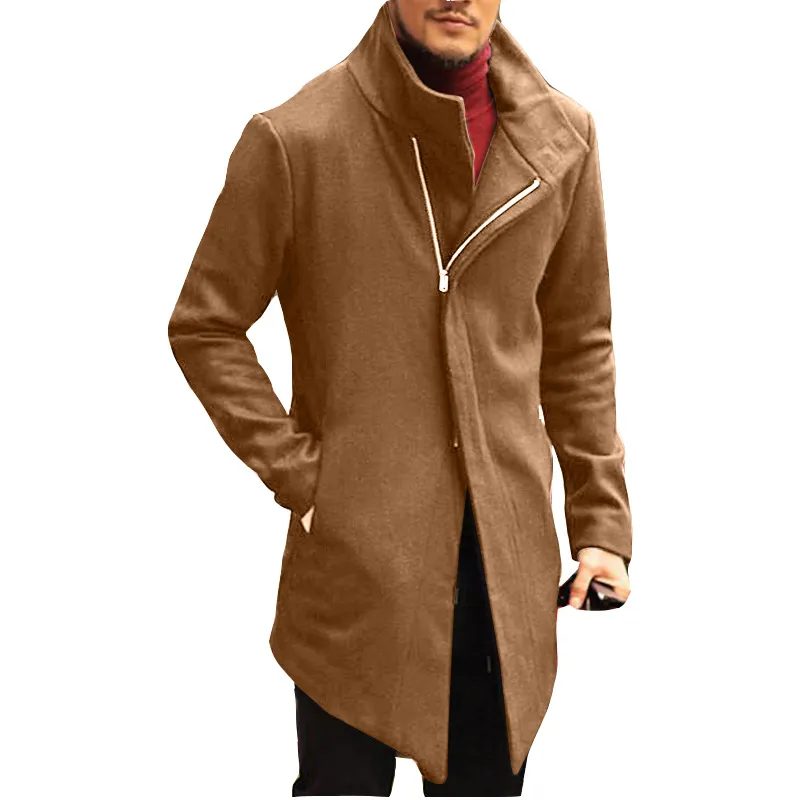 2018 Brand Men s Autumn Winter Long Trench Coat Men Irregular Solid Zipper Jacket Coat Outerwear Chaqueta de hombre Size S XXXL