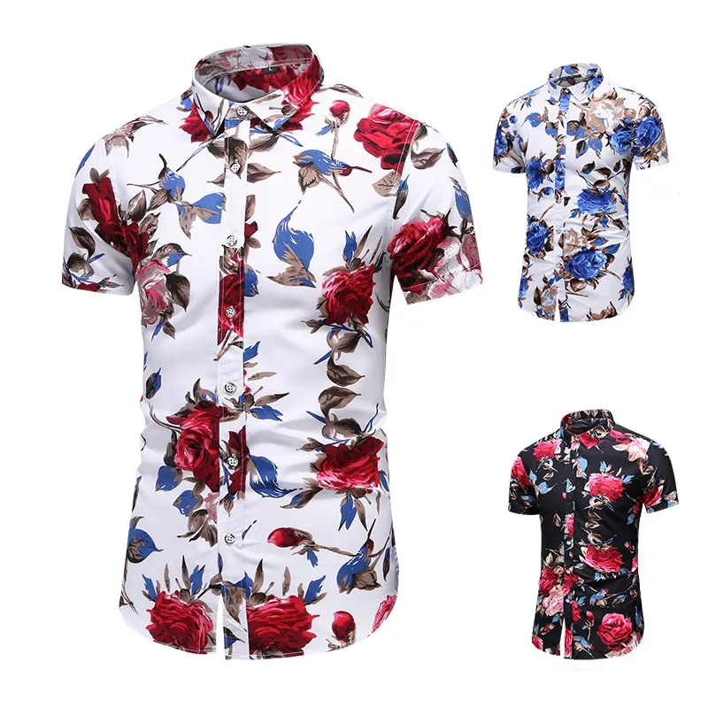 M-6XL 7XL chemises pour hommes décontracté slim fit chemise hawaïenne hommes été nouveau style imprimé à manches courtes chemise de créateur hommes de haute qualité260K