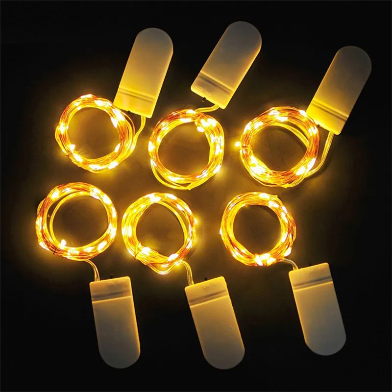 Luz de corda LED 1M 2M 3M Cobre Sliver Luzes de Fio de Bateria Fadas de Fadas da Bateria Lâmpada multi cores para decoração de festa de casamento de Natal