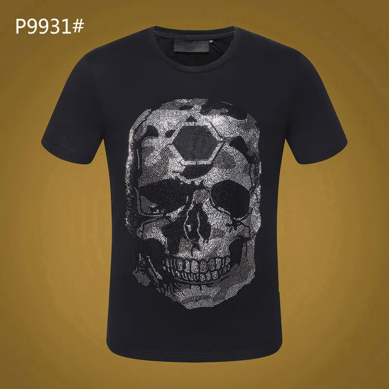 Verão dos homens marca tshirt pp crânio impressão rebite contas topos designer de moda tshirt alta o-pescoço qualidade crânio tees #6137207s